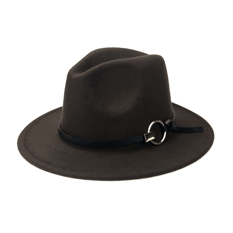 Men Women Vintage Felt Panama Style Beach Hat England Wide Brimmed Top Hat - MRSLM