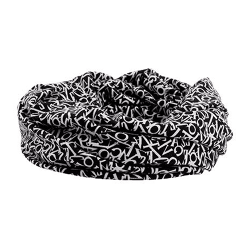 Unisex Cotton Beanie Multi-Purpose Letters Print Scarf Cap - MRSLM