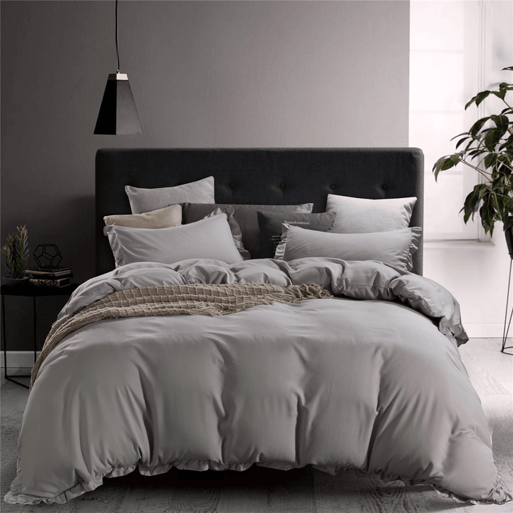 3PCS Super Soft Polyster Bedding Sets Satin Faux Silk Duvet Cover Pillowcase for Home Hotel - MRSLM