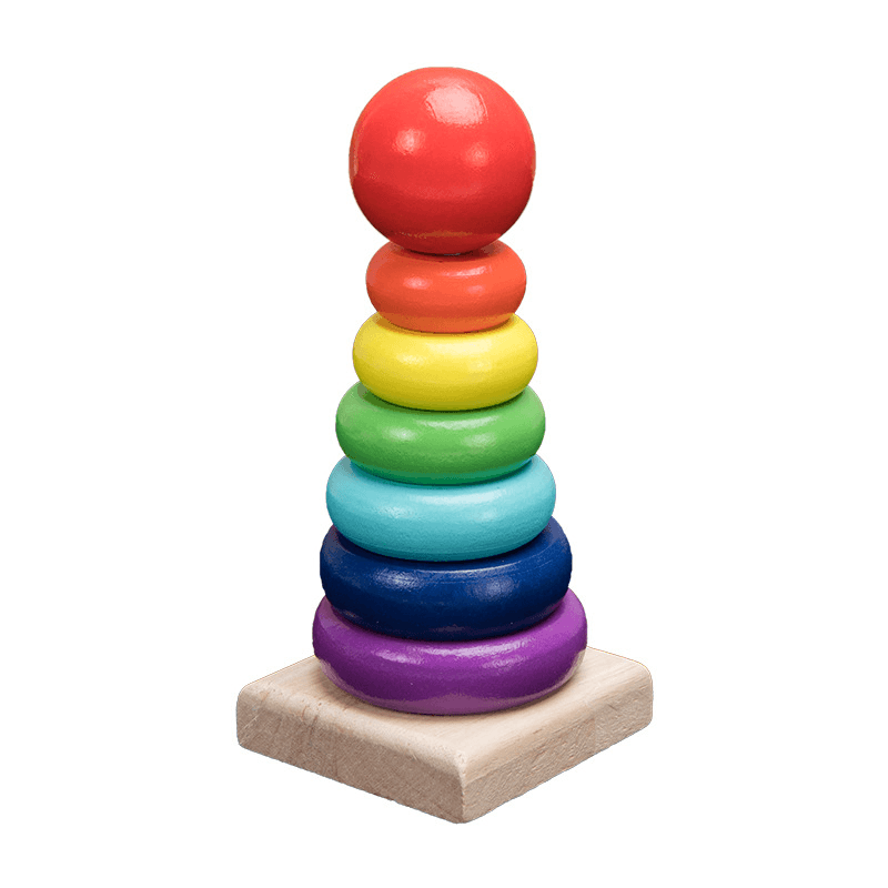 Wooden Toys Rattles Educational Toy Rainbow Blocks Montessori Baby Colorful Kids Music - MRSLM