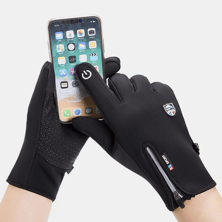 Unisex Touchscreen Outdoor Winter plus Velvet Riding Keep Warm Waterptoof Gloves - MRSLM