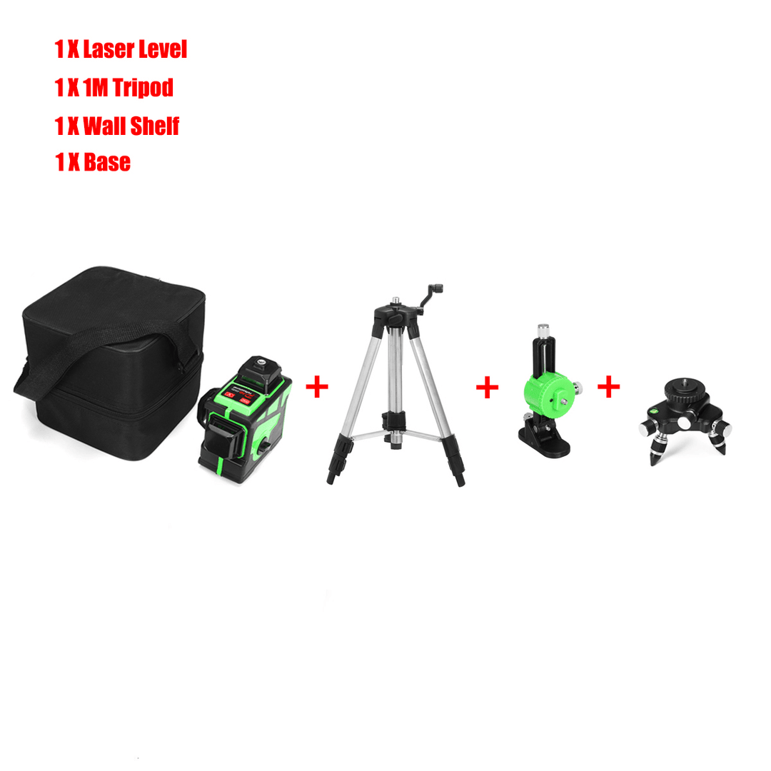 3D 12 Line Green Light Laser Level Digital Self Leveling 360° Rotary Measure - MRSLM