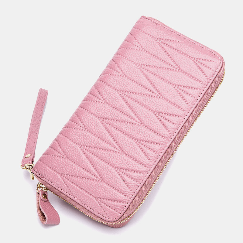 Genuine Leather Women's Long Wallet with RFID Blocking and Multiple Card Slots - MRSLM