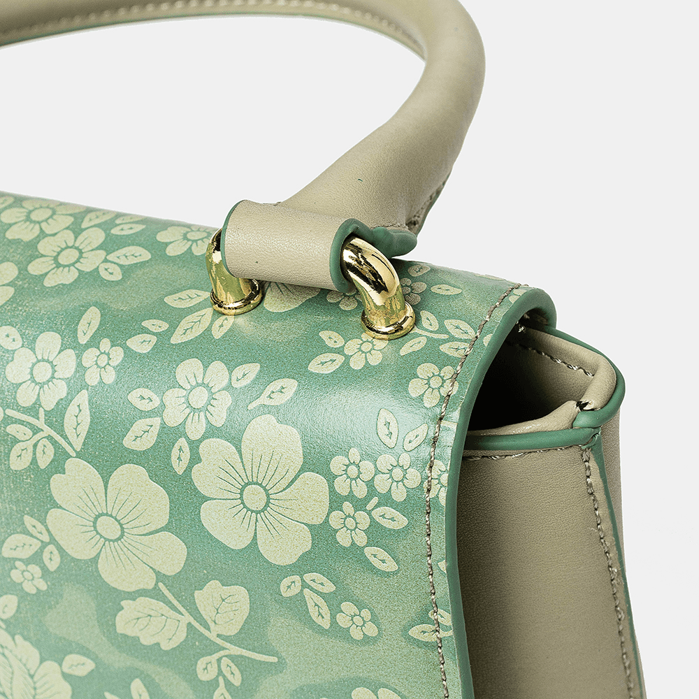 Women Vintage Genuine Leather Floral Handbag Crossbody Bag Shoulder Bag - MRSLM