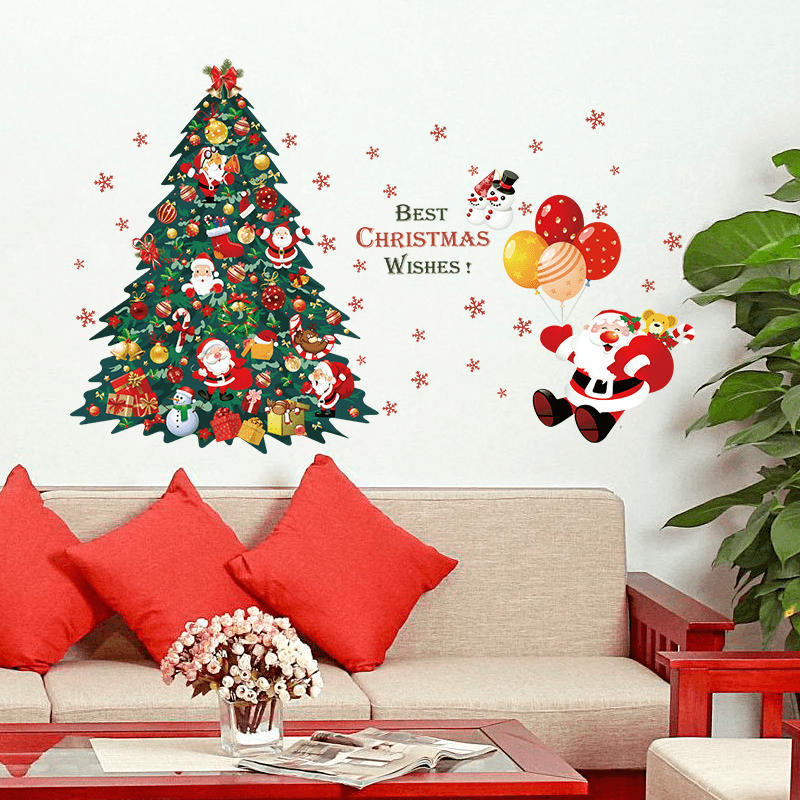 Miico SK9116 Christmas Sticker Cartoon Christmas Tree Wall Stickers Removable for Room Decoration - MRSLM