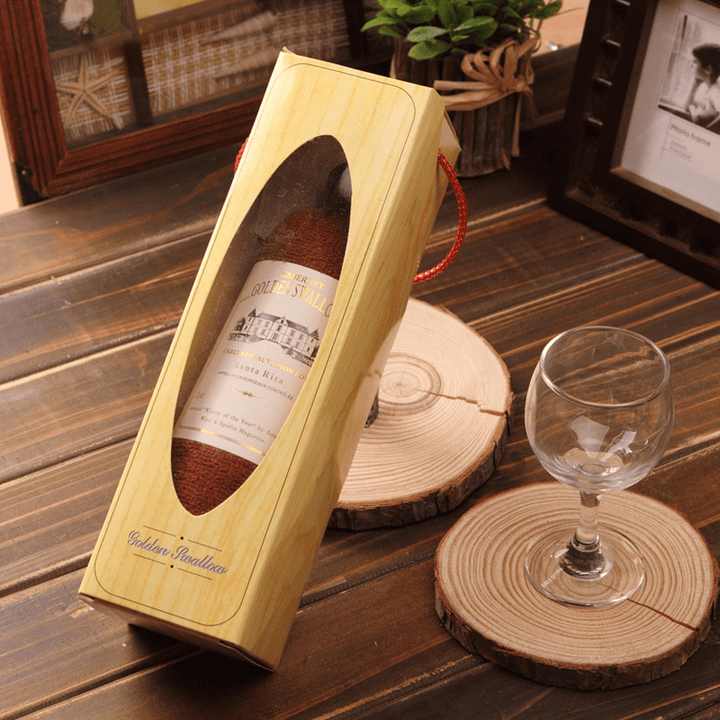 34X72Cm Boxed Cotton Absorbent Wine Shape Towel Festival Valentine Weeding Gift Party Decor - MRSLM