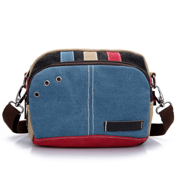 Women Canvas Crossbody Bags Contrast Color Casual Small Shoulder Bags Messenger Bags - MRSLM