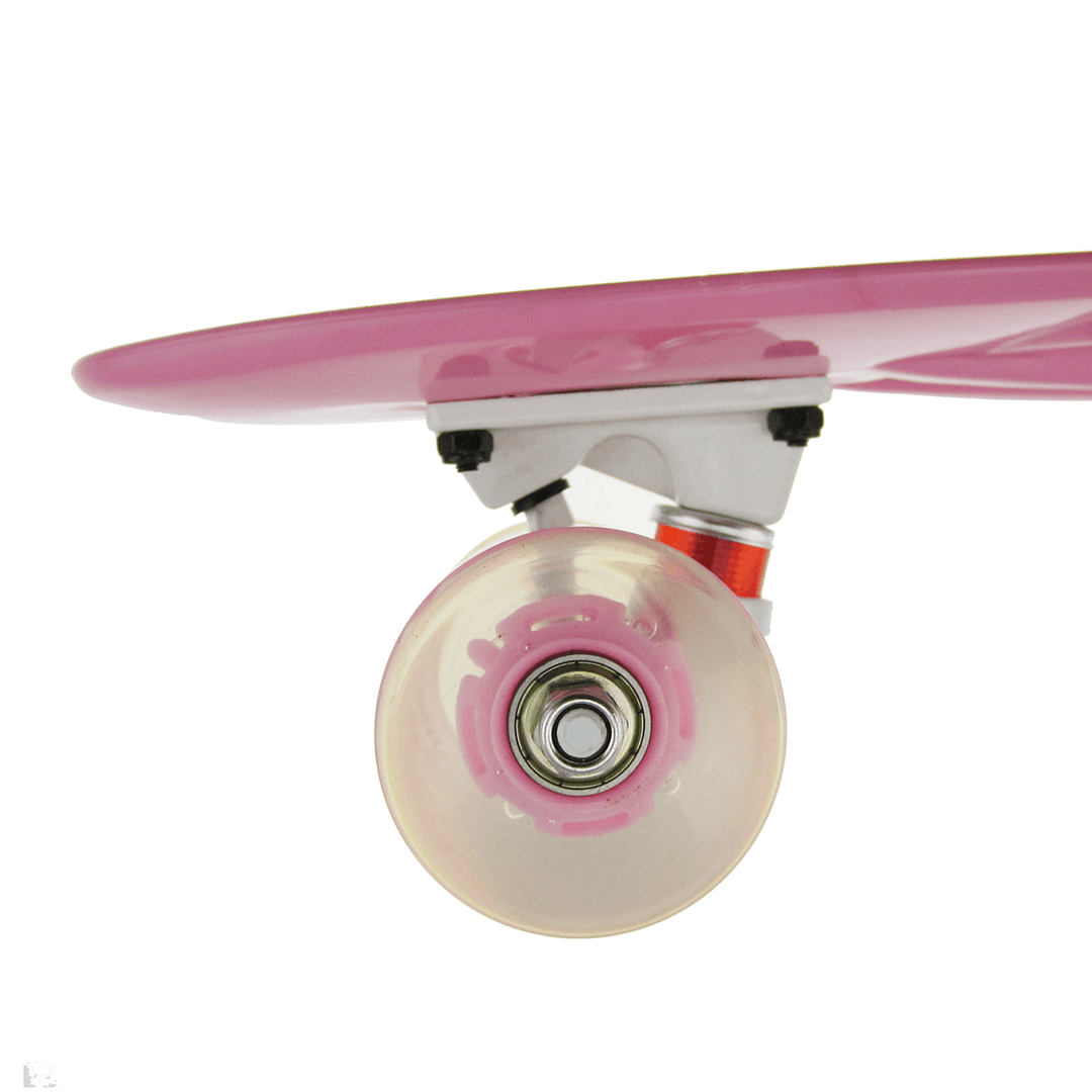 22 Inch Children Skateboard Mini Cruiser Skateboard with LED Flashing Wheels for Beginners Kids Gifts - MRSLM