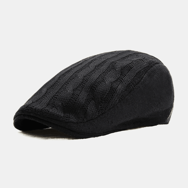 Men Cotton Mesh Breathable Knitted Caps Outdoor Casual Warm Sunshade Beret Cap Flat Hat Forward Cap - MRSLM