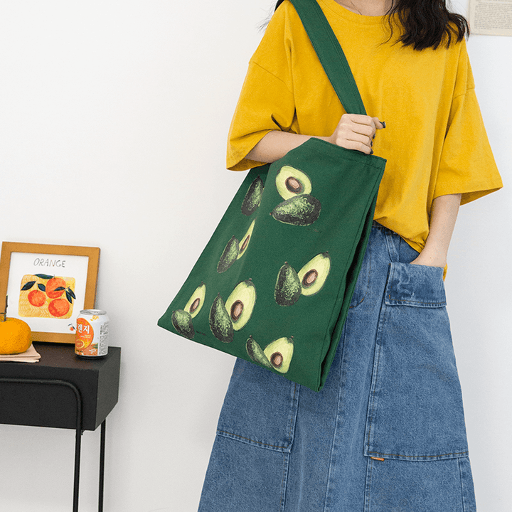 Women Cute Lovely Avocado Printed Handbag Shoulder Bag - MRSLM