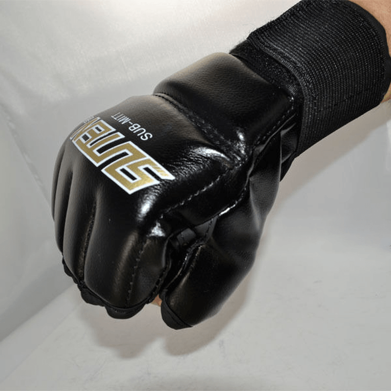 1 Pair Half Finger Boxing Gloves Training Grappling Martial Arts Muay Thai Taekwondo Glove for Adult Kids - MRSLM