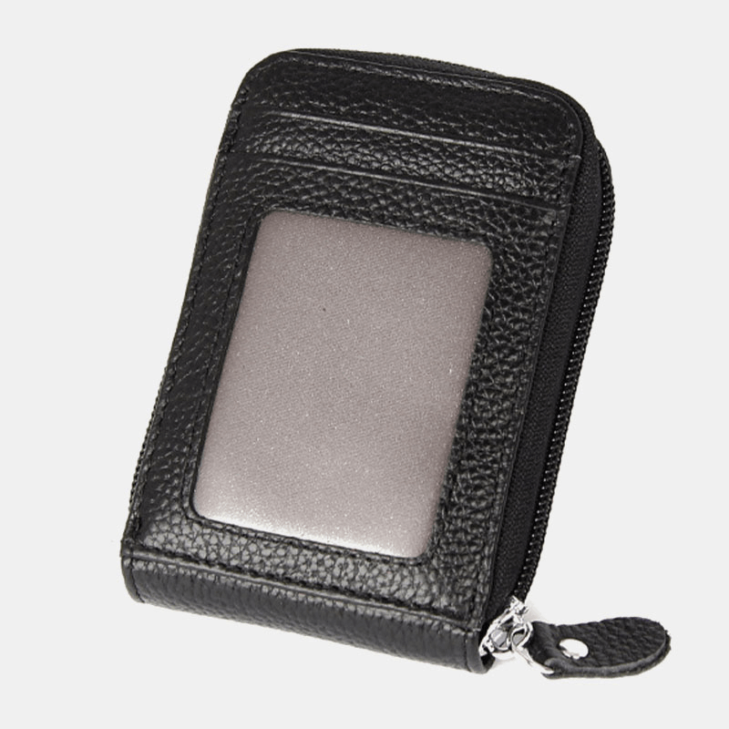 Women Genuine Leather RFID Anti-Theft Organ Shape Multi-Slot Card Case Card Holder Wallet - MRSLM
