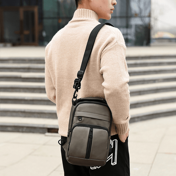 Men Polyester Multi-Carry Medium Capacity with USB Charging Chest Bag Shoulder Bag - MRSLM