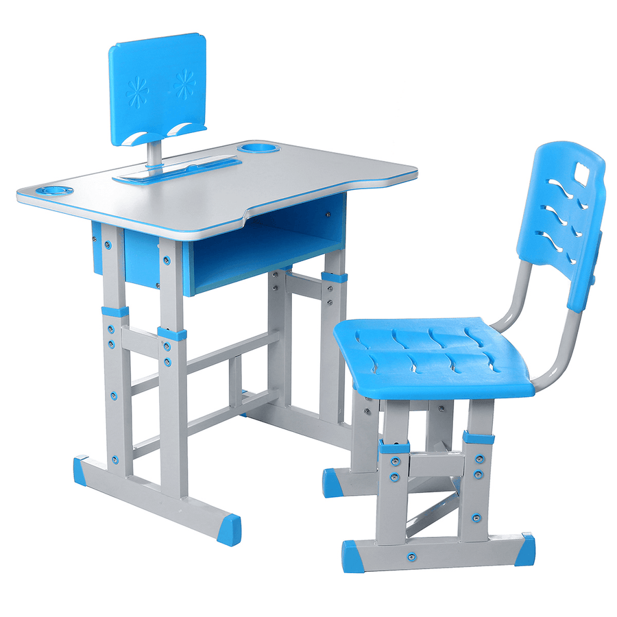 Children'S Study Desk Chair Set Ergonomic Height Adjustable Student Study Table Chair with Book-Stand Girls Boys Storage Drawer Writing Desk - MRSLM