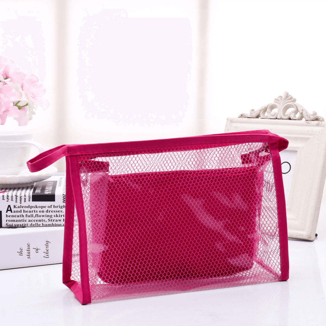 Honana BX-112 Waterproof PVC Cosmetic Bags Two-Piece Suit Net Travel Makeup Transparent Bag - MRSLM