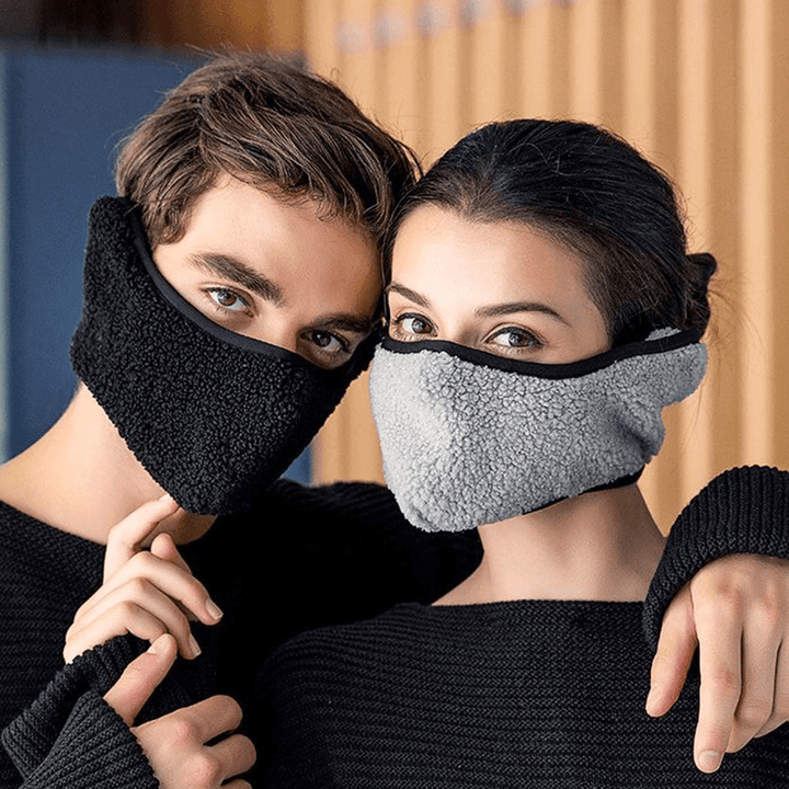 Men Women Winter Warm Cold Dustproof Face Mask Breathable Warm Ears Outdoor Cycling Ski Travel Mouth Mask - MRSLM