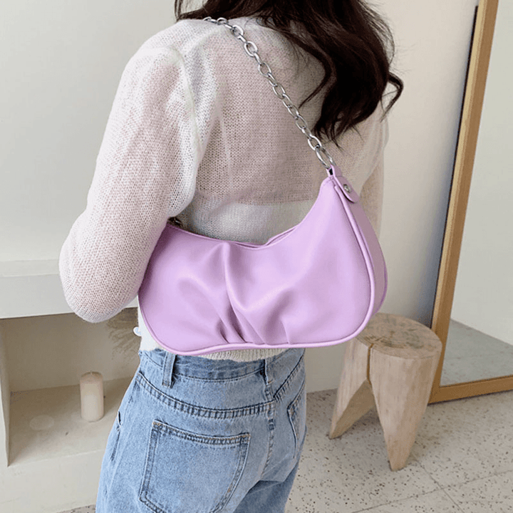 Women Solid Fashion Chains Satchel Shoulder Bag Crossbody Bag - MRSLM