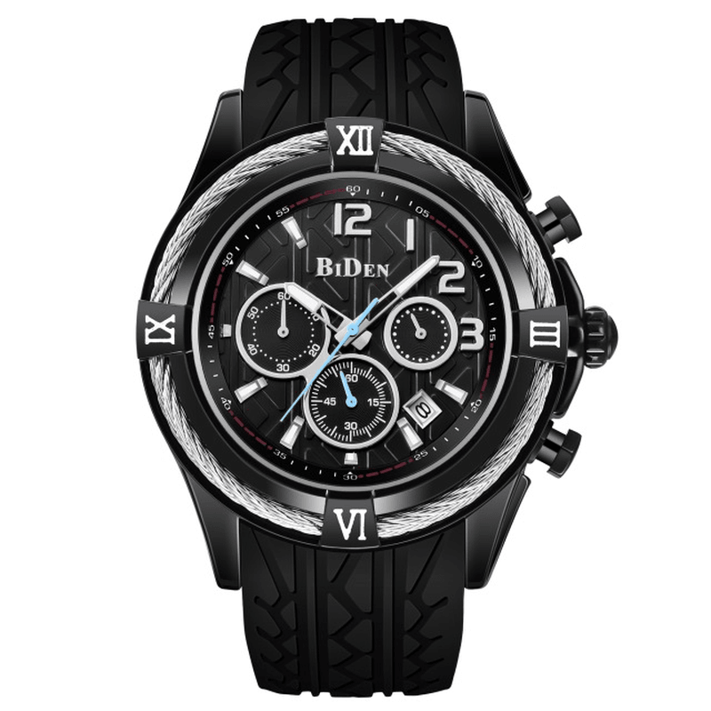 BIDEN 0316 Silicone Watch Band Men Wrist Watch Calendar Sport Quartz Watches - MRSLM