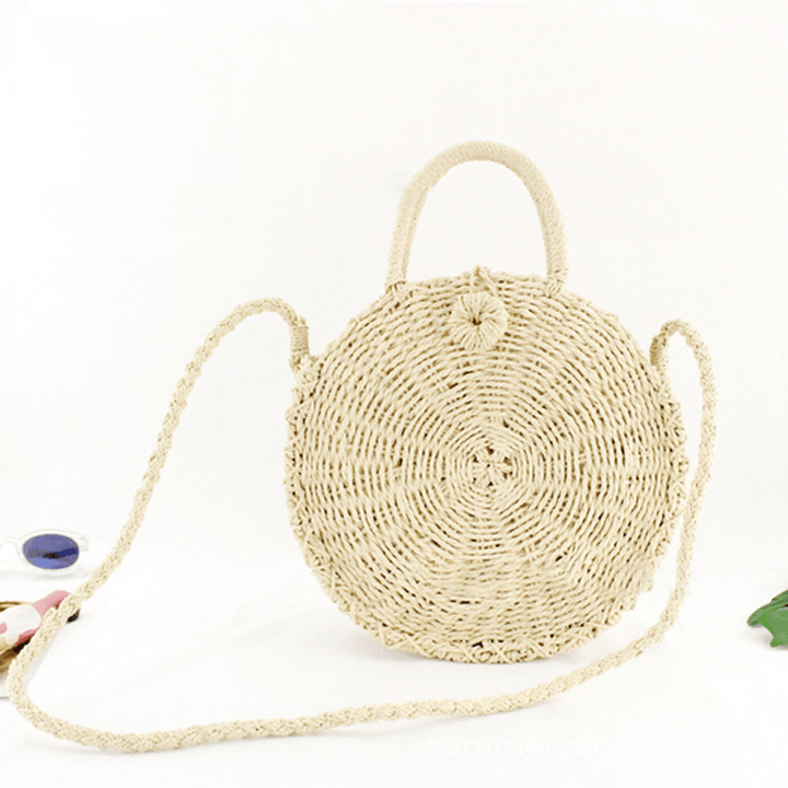 Round Straw Bags Summer Beach Bags Crossbody Bag - MRSLM