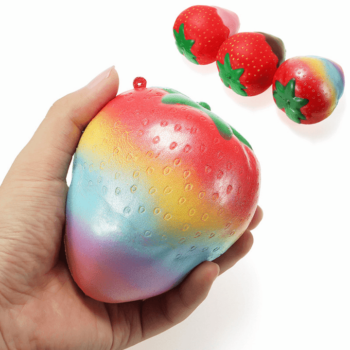 Squishy Rainbow Jam Chocolate Strawberry Jumbo 10Cm Soft Slow Rising Fruit Collection Gift Decor Toy - MRSLM