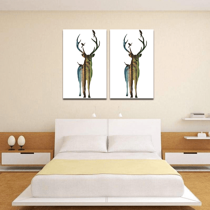 Miico Hand Painted Oil Paintings Simple Male Deer a Wall Art for Home Decoration Painting - MRSLM