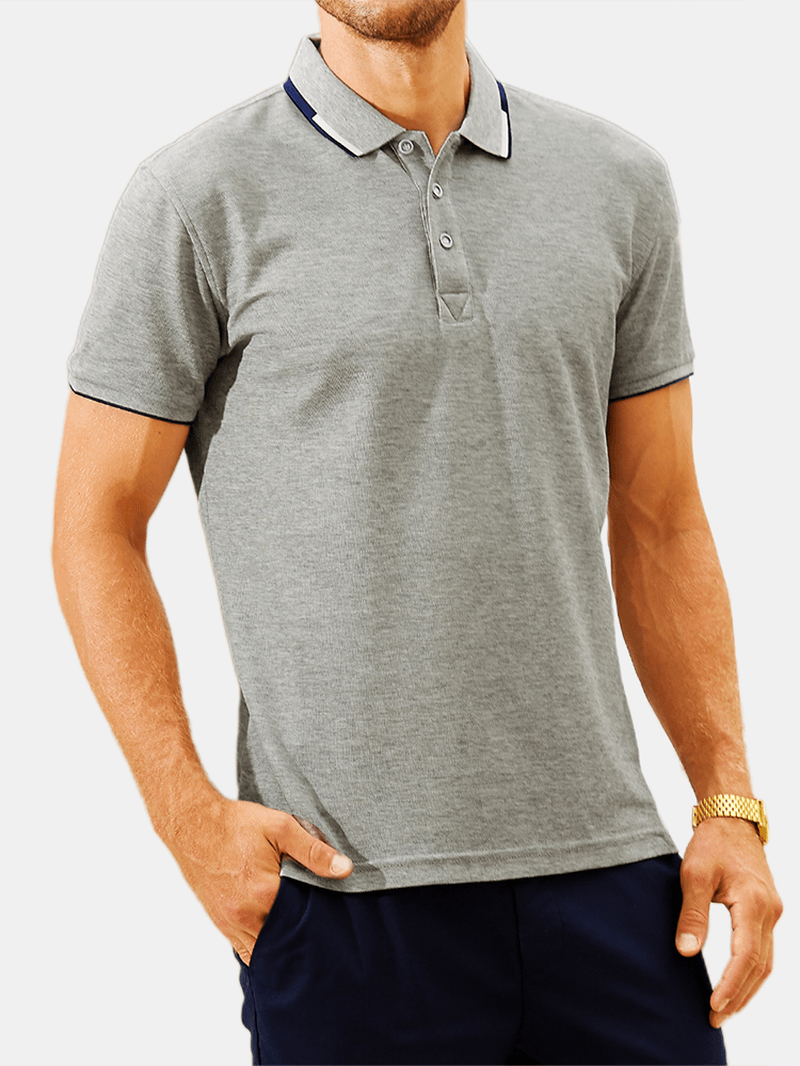 Mens Fashion Summer Breathable Turn down Collar Casual T-Shirts - MRSLM