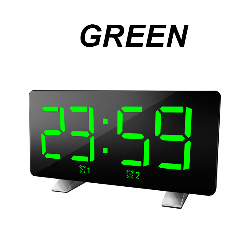 Mirror Digital Display LED Snooze Alarm Clock USB Time Night Mode Clock - MRSLM