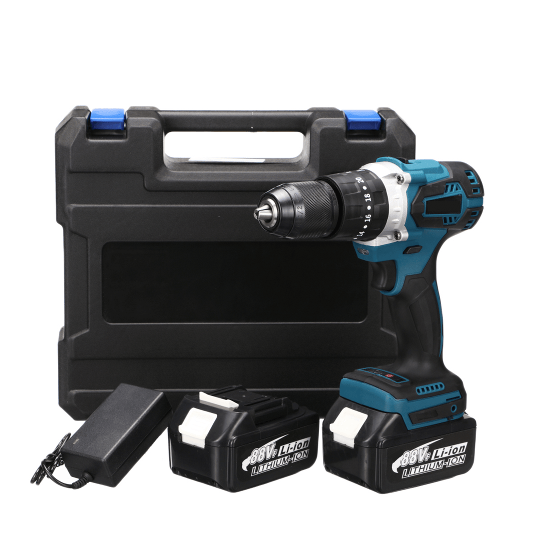 3 in 1 3500Rpm 800W Brushless Cordless Impact Drill Screwdriver 90N.M Compact Electric Hammer Drill Driver W/ 1/2 2.4Ah Battery for Makita - MRSLM