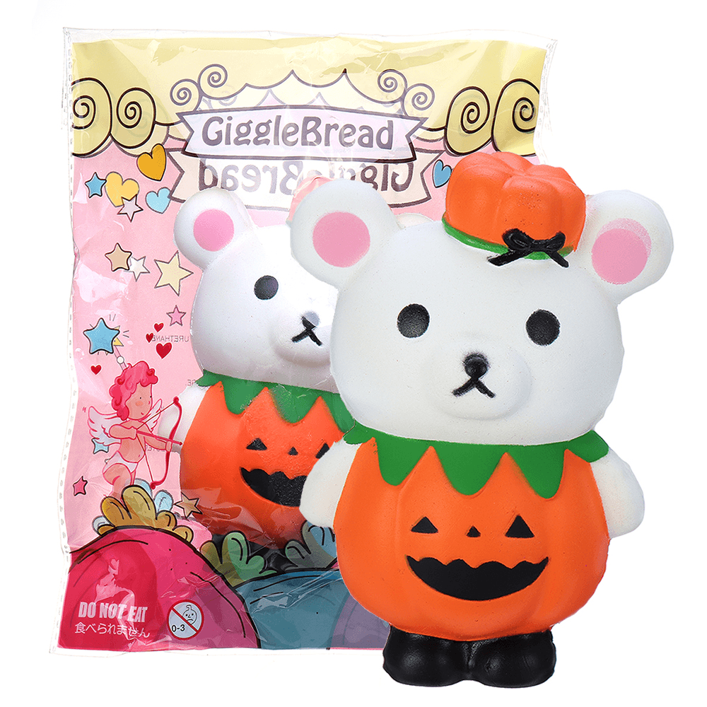 Gigglebread Halloween Pumpkin Bear Squishy 13*9.5*6.5CM Licensed Slow Rising with Packaging - MRSLM