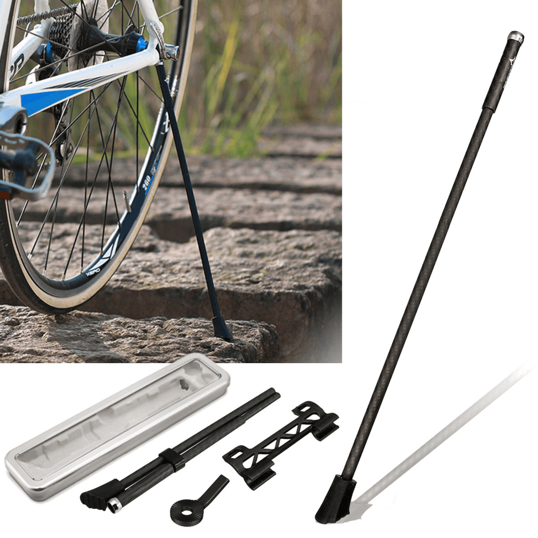 BIKIGHT Carbon Fiber/ Stainless Steel Cycling Bike Kickstand Road Bicycle Portable Quick Release Stand - MRSLM