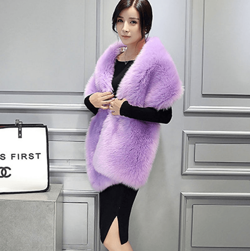 Fashion Lady Faux Fox Fur Collar Scarf Shawl - MRSLM