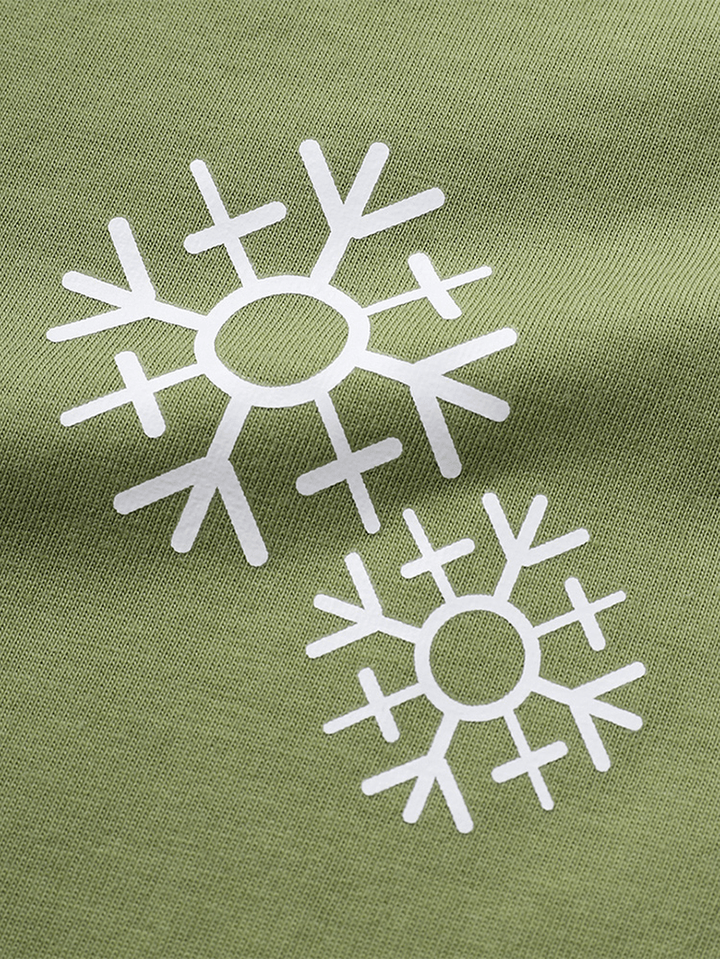 Mens Solid Color Snowflake Print O-Neck Casual Short Sleeve T-Shirt - MRSLM