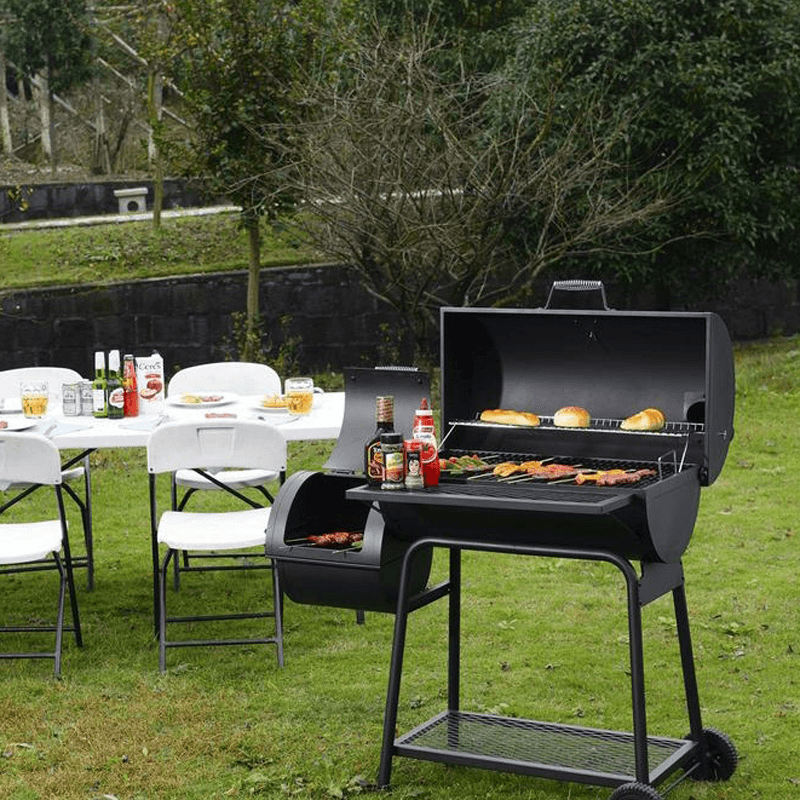 3-In-1 BBQ Charcoal Grill with Offset Smoker BBQ Grill Barbecue Accessories for Outdoor Garden RV Travel Camping Cooking - MRSLM