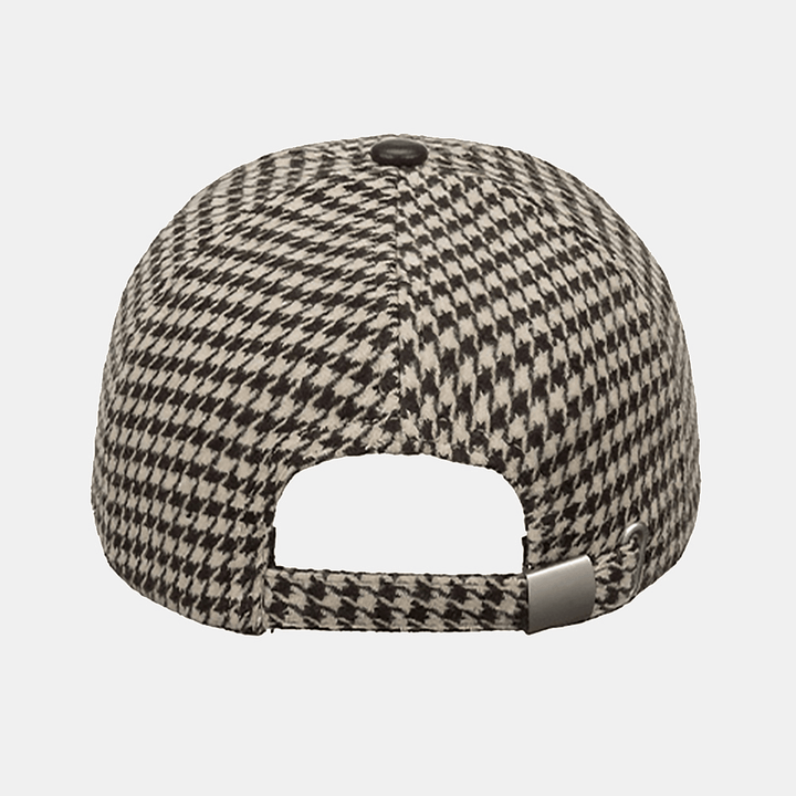 Unisex Polyester Houndstooth Pattern Baseball Cap British Retro Summer Sunshade Adjustable Hat - MRSLM