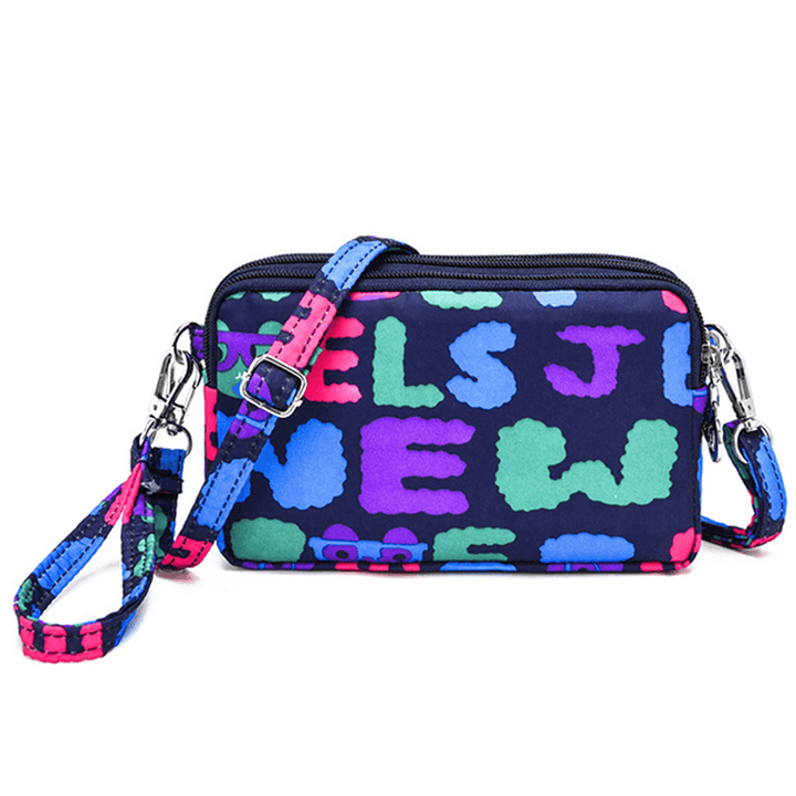 Women Nylon Colorful Multi-Level Casual Wallet Shoulder Bag - MRSLM