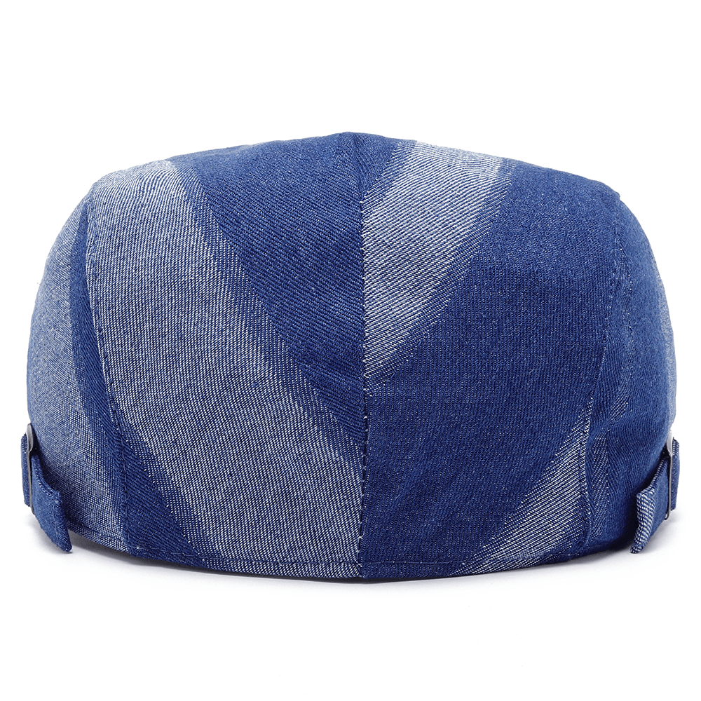 Unisex Denim Short Brim Distressed Blue Sunshade Peaked Cap - MRSLM