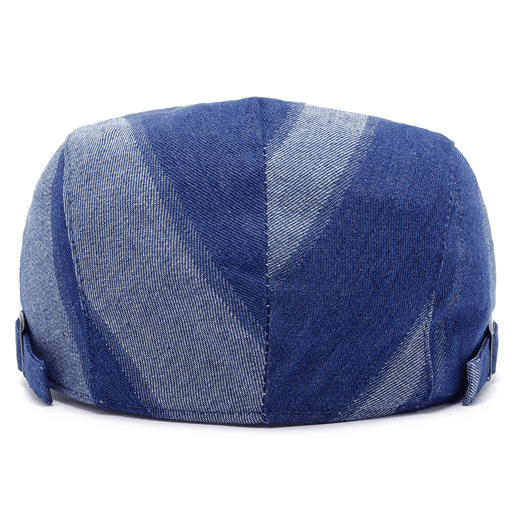 Unisex Denim Short Brim Distressed Blue Sunshade Peaked Cap - MRSLM