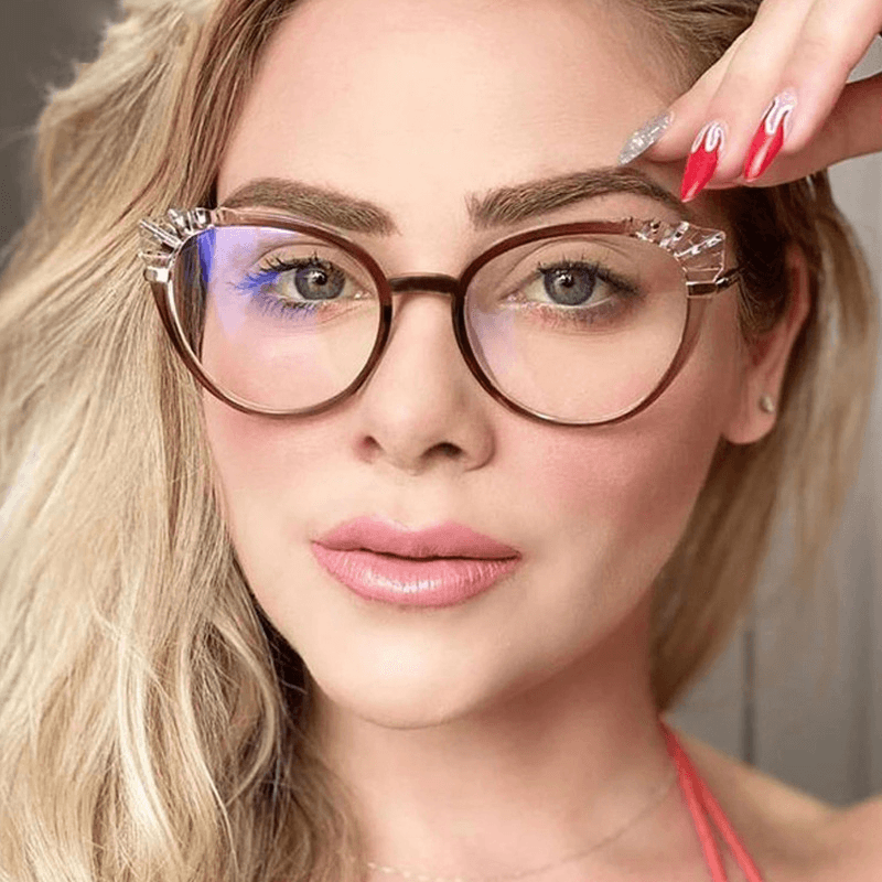 Crystal TR90 Spring Leg Frame Glasses Trendy - MRSLM