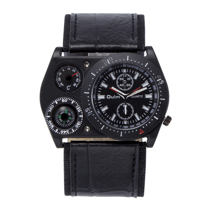 Vintage Decorate Dial Military Watch Adjustable Leather Men Quartz Watch - MRSLM