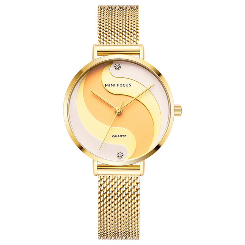 MINI FOCUS MF0291L Fashion Simple Diamond Waterproof Milanese Mesh Strap Women Watch Quartz Watch - MRSLM