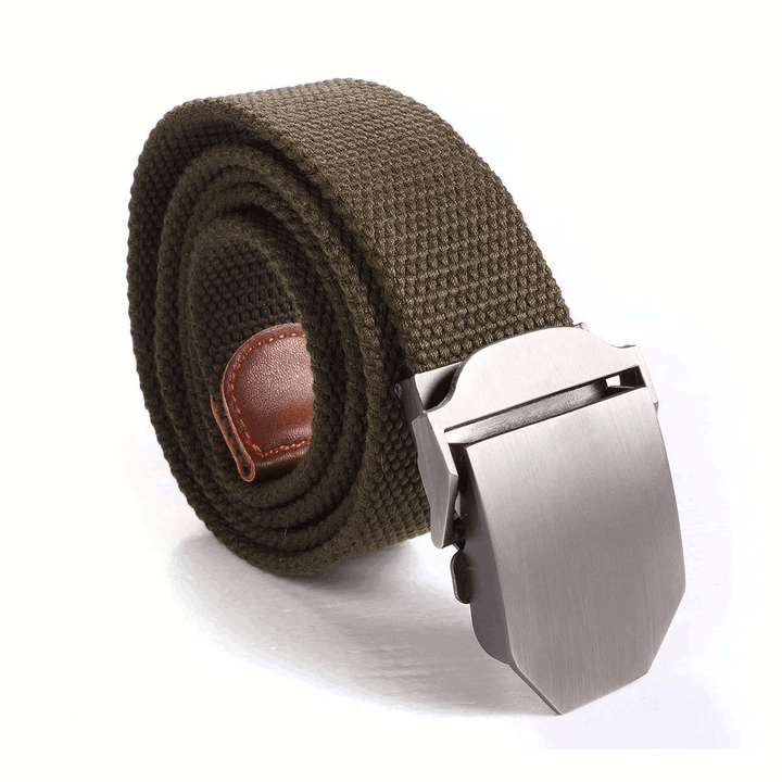 Mens Canvas Military Style Belt Outdoor Leisure Adjustable Slider Buckle Weave Web Waistband - MRSLM