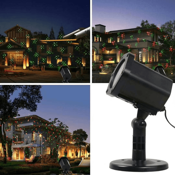 Christmas Outdoor Laser Light Projector with Wireless Remote Controller Red Green Stars Show Laser Lantern for Xmas Ornament EU Plug XL-720 - MRSLM