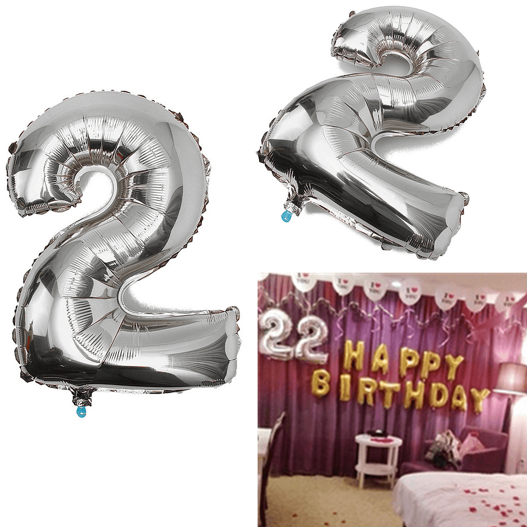 Gold Silver Number Foil Balloon Wedding Birthday Party Decoration - MRSLM