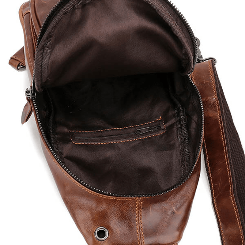 Ekphero® Men Vintage Genuine Leather Retro Crossbody Bag Chest Bag - MRSLM