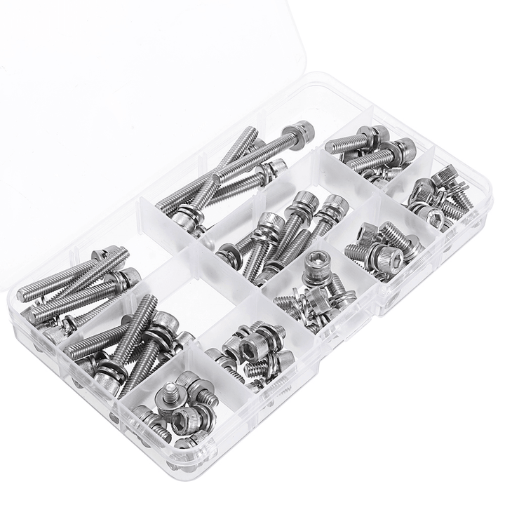 Suleve M6SH3 50Pcs M6 Hex Socket Knurled Cap Head Screw 304 Stainless Steel Bolt Assortment Set - MRSLM