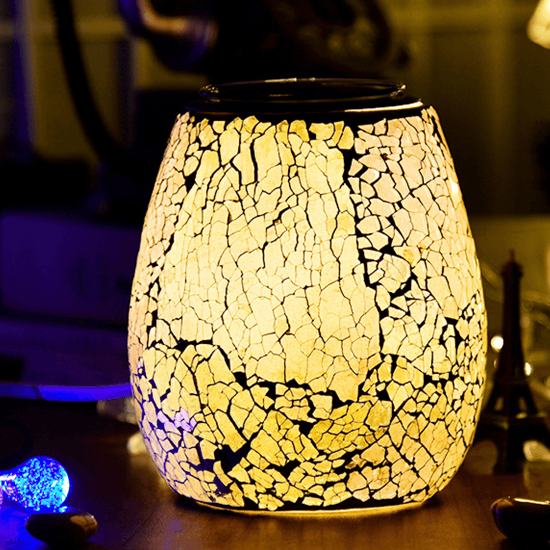 3D Glass Electric Aromatherapy Lamp Crackle Pattern Colorful Lights Home Aromatherapy Machine - MRSLM