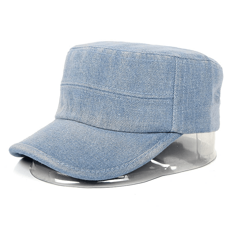 Men'S and Women'S Old Washed Denim Flat Hats - MRSLM