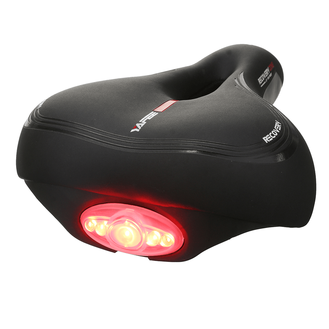 SGODDE Bicycle Saddle Memory Foam Soft Dual Shock Absorbing Breathable Bike Cushion Bike Seat with Taillight Cycling - MRSLM