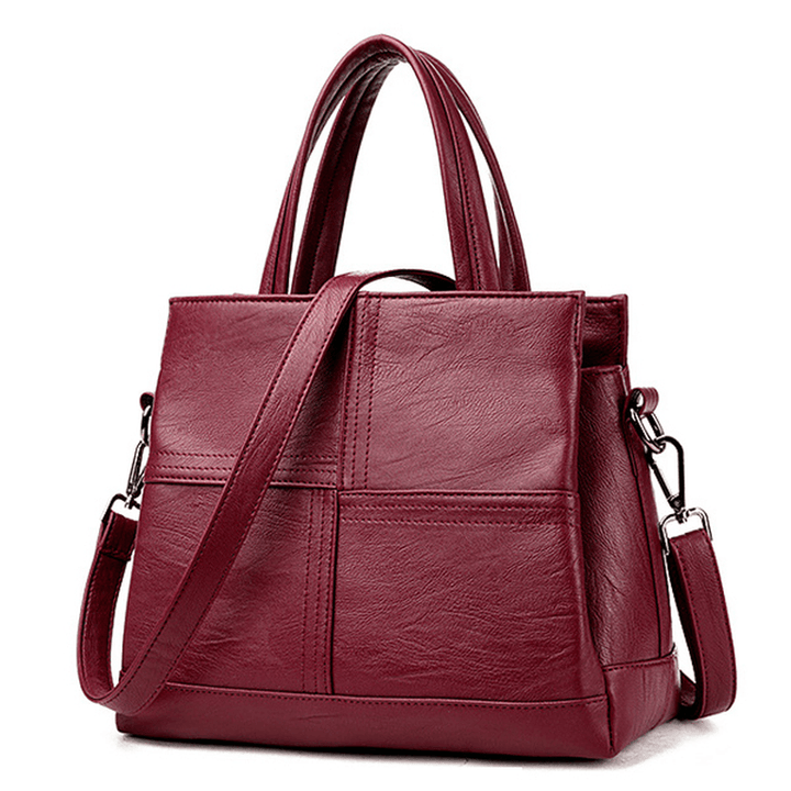 3 Main Pockets Women Casual PU Leather Handbag - MRSLM