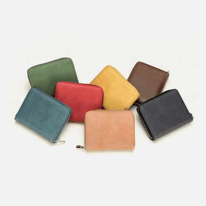 Women Genuine Leather RFID Anti-Theft Organ Design Milti-Card Slot Card Bag Card Holder Wallet - MRSLM